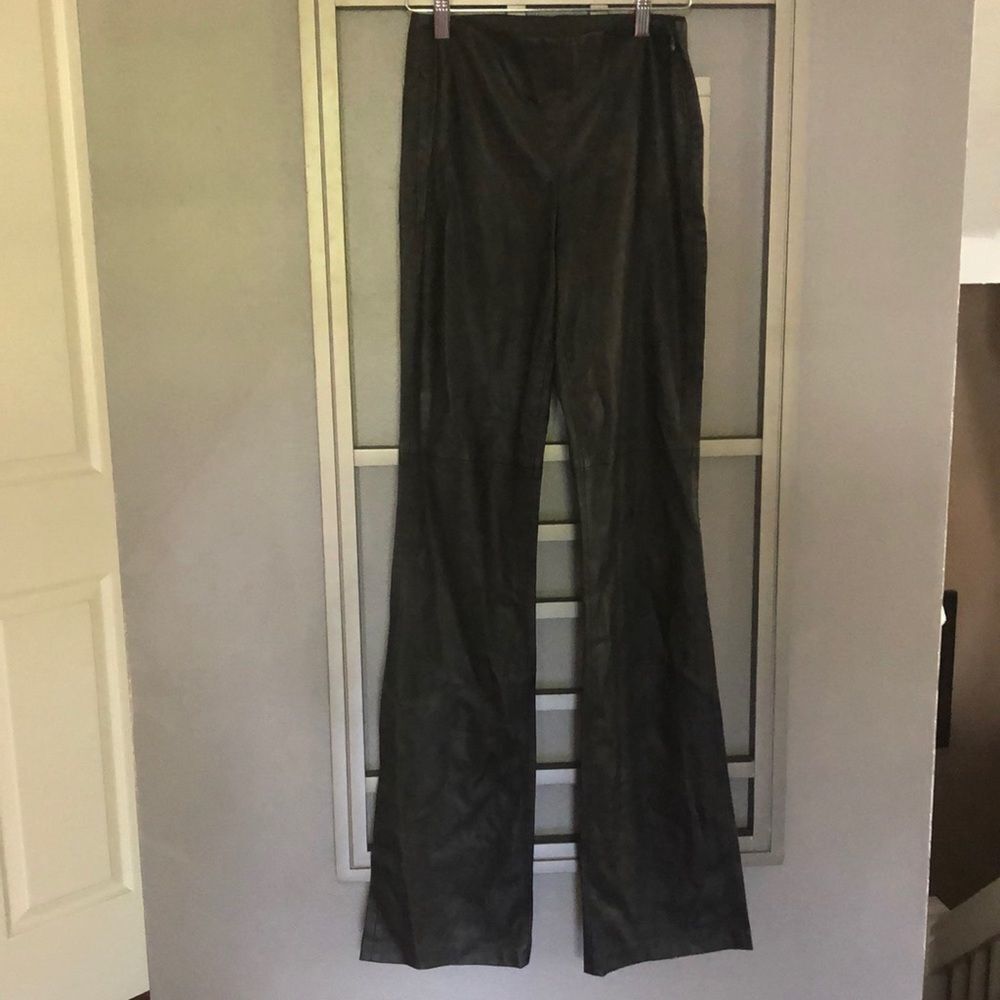 Zara Black faux leather boot cut pants size XS